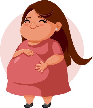 Sevimli Aşırı kilolu Hamile Anne Vektör Karakteri