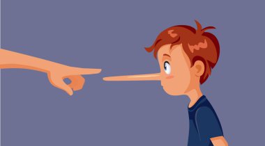 Çocuk Yalanları Vektör İllüstrasyonunu Gösteren Ebeveynler