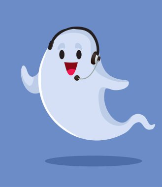 Mutlu Hayalet Cadılar Bayramı Çağrı Merkezi Vektör Karakteri üzerinde çalışıyor