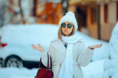 Karlı Kış Hava Durumu Kadın Stres Altında