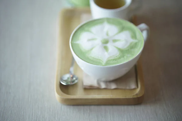 Forró Matcha Latte Japán Zöld Tea Tejjel — Stock Fotó