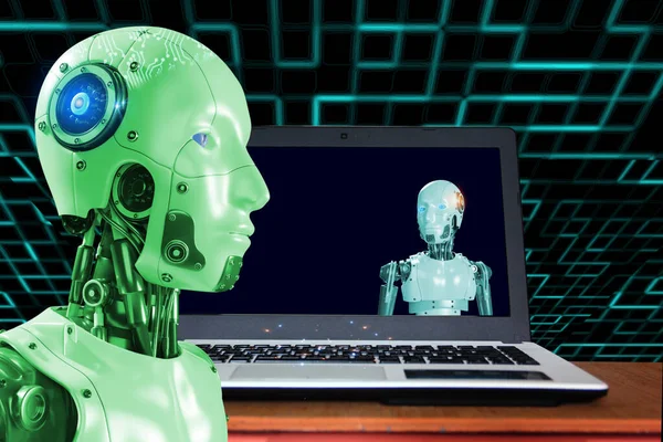 3D robotic communication on platform digital on line working replace human