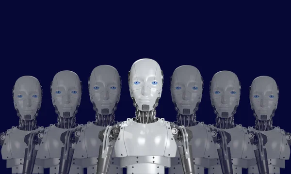 Robot Terisolasi Biru Dan Pemimpinnya Akan Lebih Baik Daripada Yang Stok Gambar