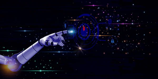 Robotic Arm Working Element Futuristic Digital Icon — Stock Photo, Image