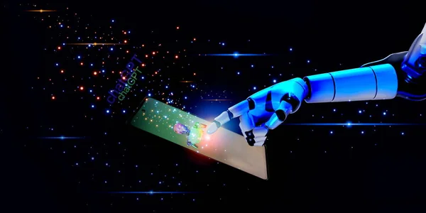 yapay zeka yeteneği robot insanlarla sohbet ediyor, teknoloji konsepti