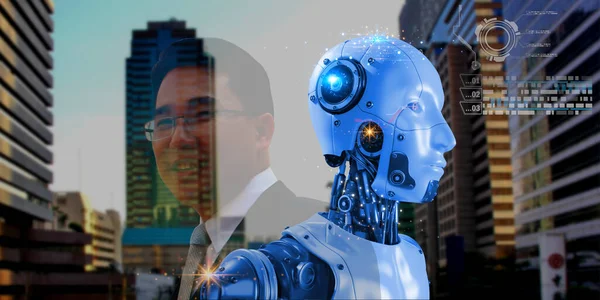 Robot Mesterséges Intelligencia Üzleti Menedzsment Üzleti Technológia Koncepció Stock Kép