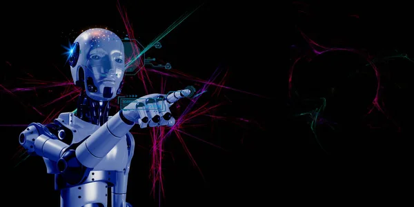 Robotic Processing Commands Providing Humans Answers Robot Element Futuristic Digital — Stock Photo, Image