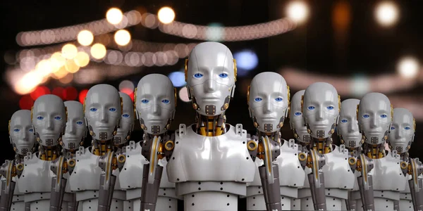 Grupo Inteligência Artificial Robótica Fundo Abstrato — Fotografia de Stock