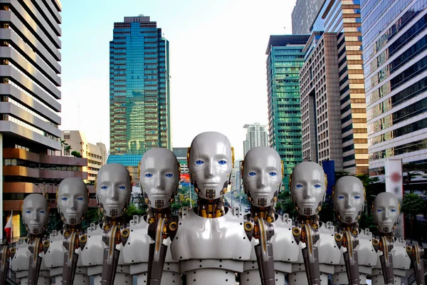 Skupina Umělé Inteligence Robotika Nahradit Lidskou Práci Podnikání Technologie Obchodní — Stock fotografie