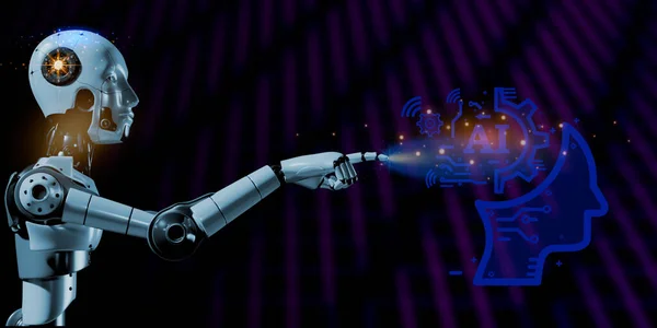 Inteligencia Artificial Con Espacio Copia Luz Brillante Icono Digital Concepto —  Fotos de Stock
