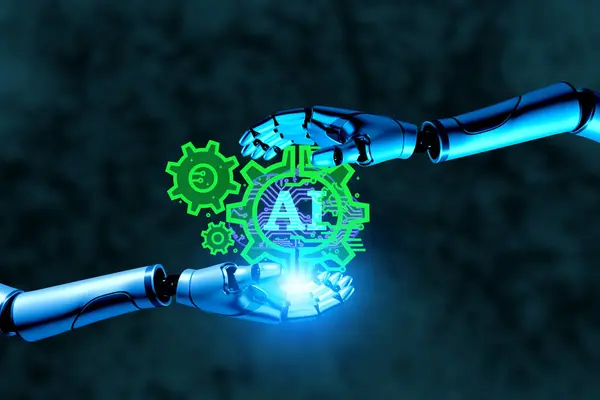 Robotyka Ręka Wsparcie Element Futurystyczny Cyfrowy Biznes Ikona Koncepcja Technologii — Zdjęcie stockowe