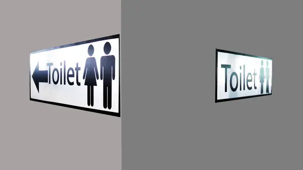 Woman Man Toilet Sign Gray Wall Minimal Abstract Background — Stock Photo, Image