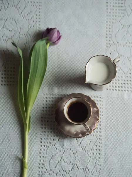 Espresso ve Süt Eflatun Lale, Dikey Düz Yatay