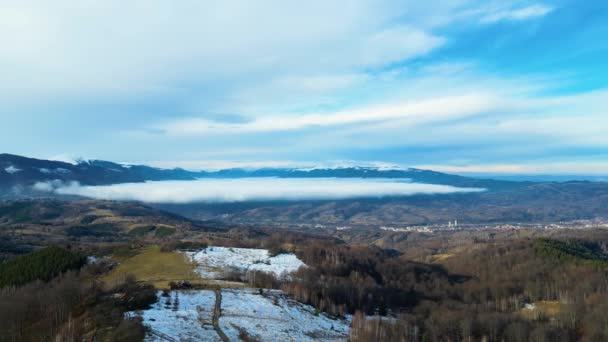 Drone Flight Vicinity Parang Ski Resort Hunedoara County Romania Europe — Stockvideo