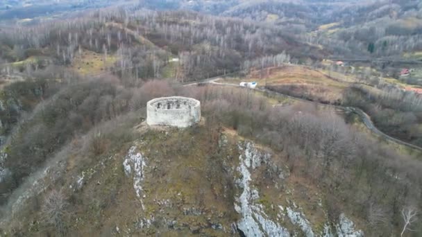 Aerial Footage Crivadia Fortress Hunedoara Romania — ストック動画