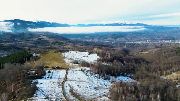 Drone Vlucht Buurt Van Parang Skigebied Hunedoara Provincie Roemenië Europa — Stockvideo
