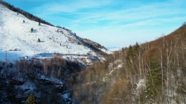 Drone flight in vecinty of Retezat Mountains, Romania, Europe.