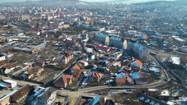 Hunedoara Town Aerial Footage Romania Europe — Stok video