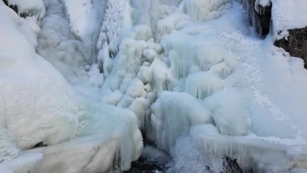 Montañas Retezat Cascada Lolaia Congelada Imágenes Drones — Vídeo de stock