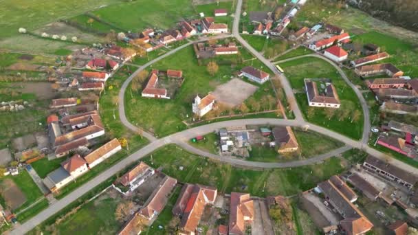 Charlottenburg Banat Rumunsku Kulatá Vesnice Západní Transylvánii Záběry Dronů — Stock video