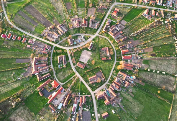 夏洛滕堡 罗马尼亚 西特兰西瓦尼亚的巴纳特圆村地区 无人机航空摄影 — 图库照片
