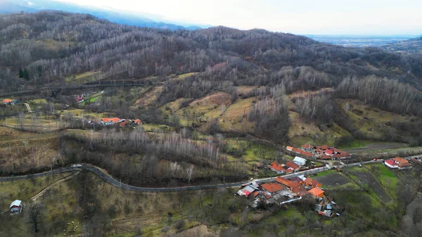 Crivadia Köyü Hunedoara Bölgesi Romanya Nsansız Hava Aracı Görüntüsü — Stok fotoğraf