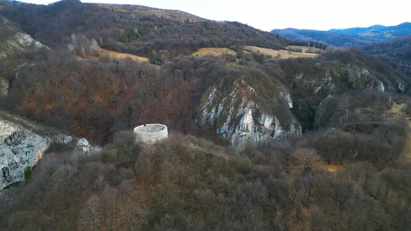 Crivadia Kale Kulesi Hunedoara Bölgesi Romanya Drone Hava Fotoğrafçılığı — Stok fotoğraf