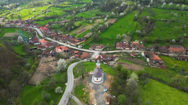Slatina Mures Köyü Arad Ilçesi Romanya Hava Görünümü — Stok fotoğraf