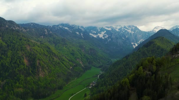 Logarska Dolina Kamnik Savinja Alpy Slovinsko Záběry Dronů — Stock video