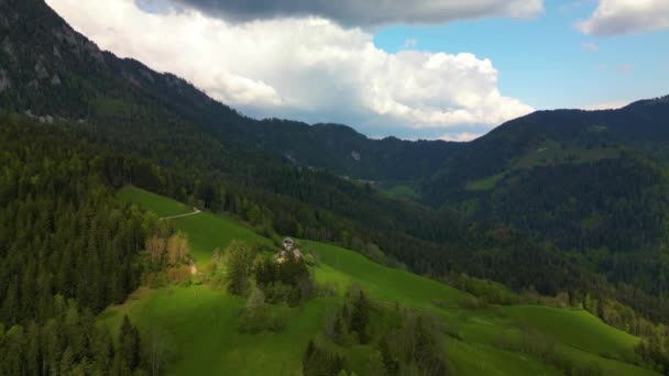 Slowenien Drohnenaufnahmen Der Nähe Des Dorfes Podolseva — Stockvideo