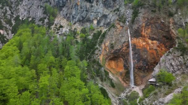 Cachoeira Rinka Eslovénia Captura Aérea Drones — Vídeo de Stock