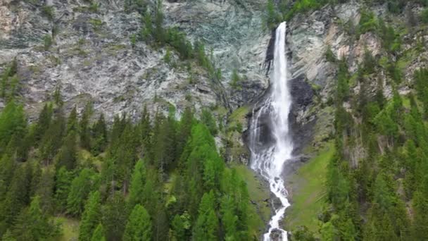 Jungfernsprung Waterfall Heiligenblut Hohe Tauern National Park Austria Europe Drone — Stock Video