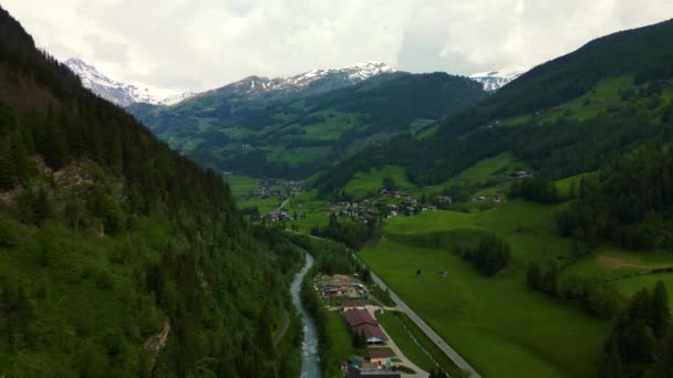 Αυστριακοί Λπεις Αλπικός Δρόμος Γκρόσγκλοκ Εναέρια Λήψη Drone — Αρχείο Βίντεο