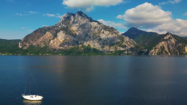 Lago Traunsee Áustria Imagens Aéreas Drones — Vídeo de Stock