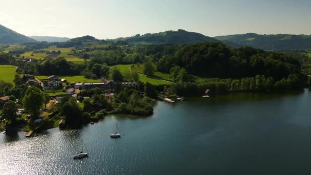 Lago Traunsee Austria Imágenes Aéreas Drones — Vídeos de Stock