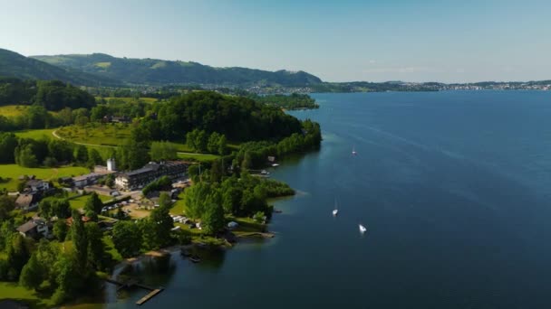 Traunsee Gölü Avusturya Hava Görüntüleri — Stok video