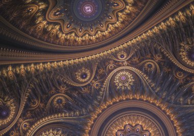 Steampunk fraktal arkaplan, mekanik soyut