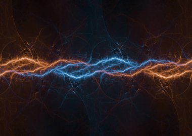 Sıcak turuncu ve soğuk mavi yıldırım arka planı