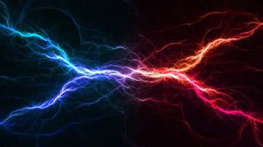 Ateş ve buz yıldırımı arka planı, elektrik enerjisi soyut