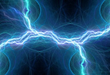 Mavi fraktal şimşek arkaplanı, elektrik soyut