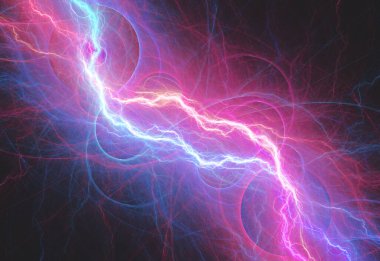 Ateş ve buz yıldırımı arka planı, elektrik enerjisi soyut