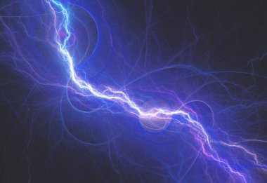 Mavi fraktal şimşek arkaplanı, elektrik soyut
