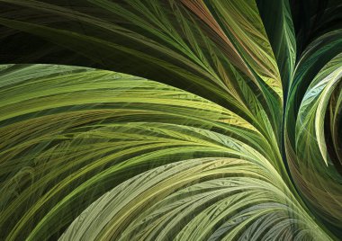 Yeşil fraktal soyut, dijital yaprak deseni