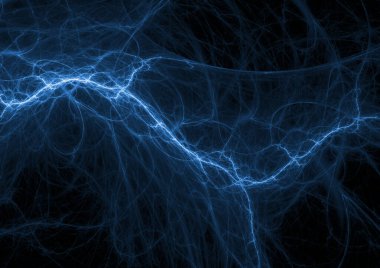 Mavi fraktal şimşek arkaplanı, elektrik soyut
