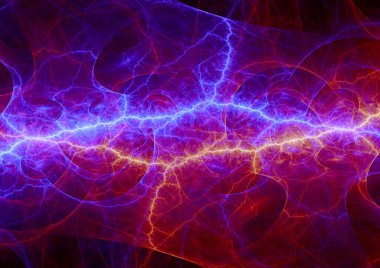 Ateş ve buz yıldırımı arka planı, elektrik enerjisi soyut