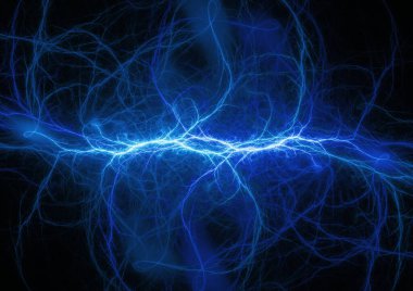 Mavi fraktal şimşek arkaplanı, elektrik soyut
