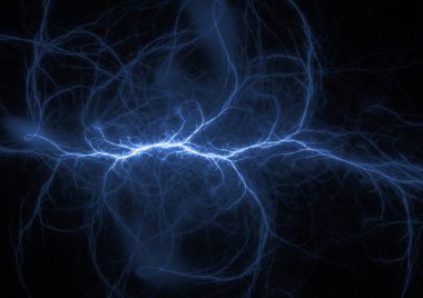 Mavi fraktal şimşek arkaplanı, elektrik soyut