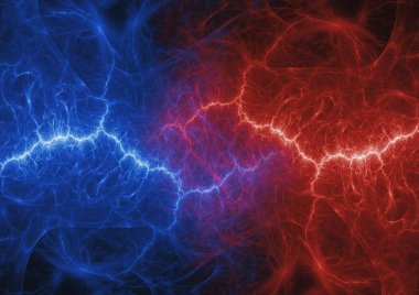 Ateş ve buz yıldırımı arka planı, elektrik enerjisi soyut