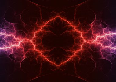 Kırmızı ve mavi yıldırım, soyut plazma arkaplanı