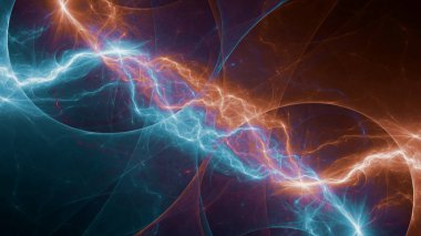 Ateş ve buz plazma yıldırımı, soyut enerji ve elektrik arkaplanı